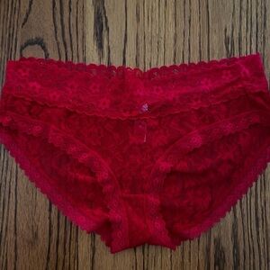 DKNY Red Lace Bikini Panties - Sexy Cheeky Fit, Size Large NWOT